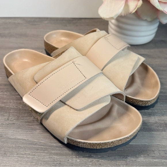 Birkenstock Kyoto New Beige Nubuck Slide Sandals size EU38/US7-8 EUC $160 - Picture 5 of 15